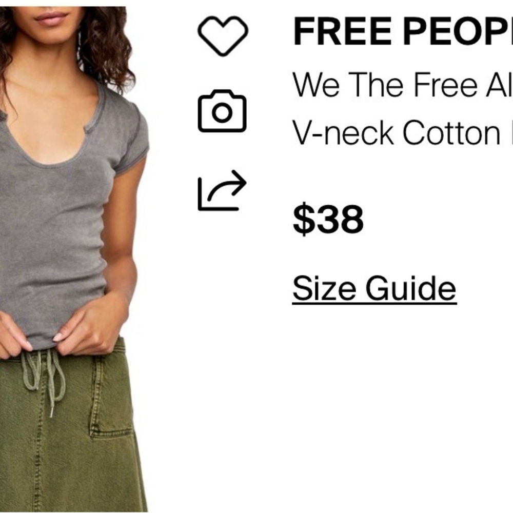 Free People Charcoal Short Sleeve Tee - Picture 2 of 4